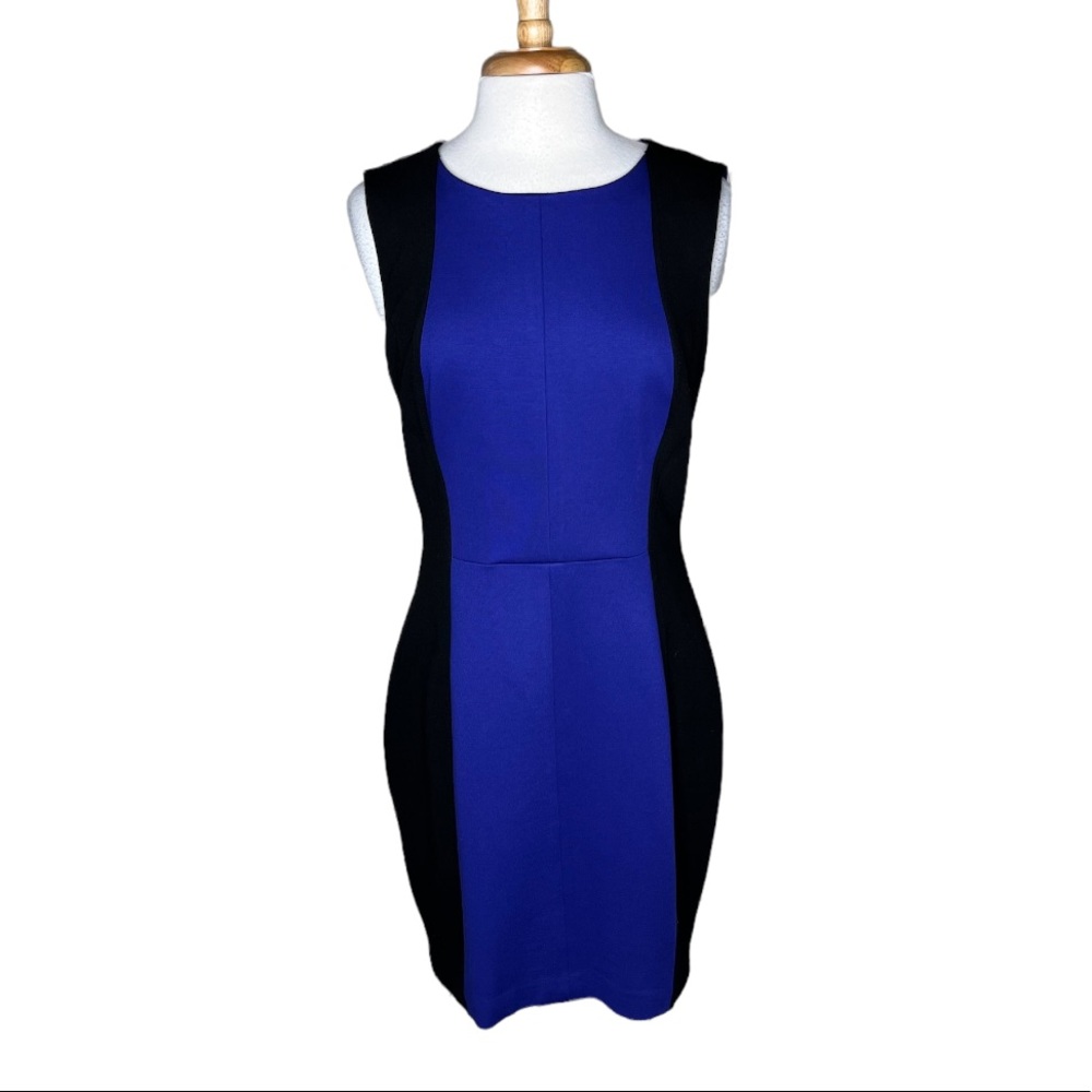 Trina Turk Black Blue Fitted Sheath Pencil Dress Size 10